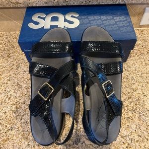 Women’s SAS Laguna Weave Nero Sandals, 10M, Black